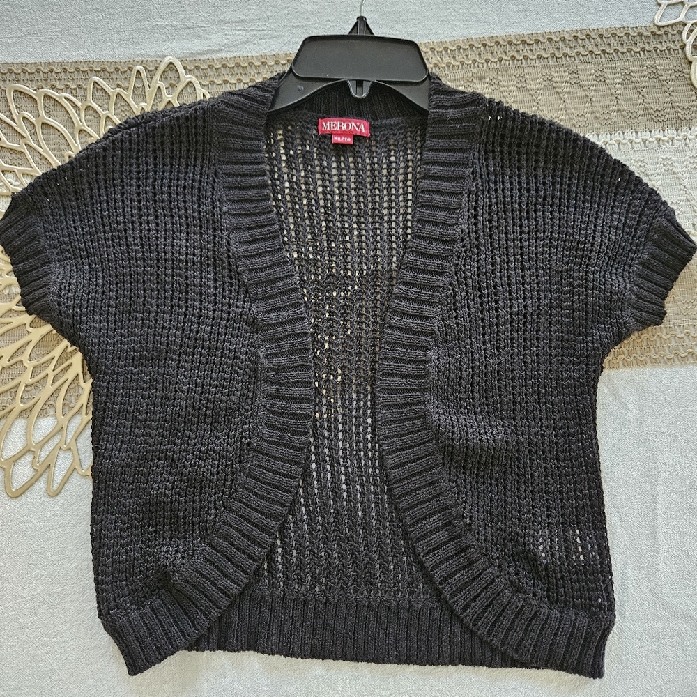 Merona Black Open-Knit Women's Cardigan Sz XS